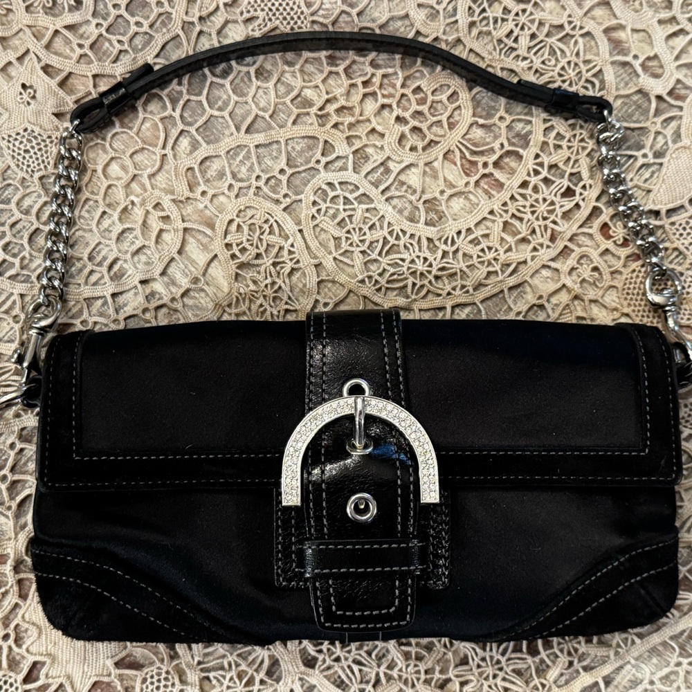 Coach Satin and Leather Mini Clutch - Rare Glam Evening Bag